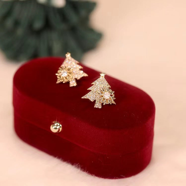 Rotatable Christmas Tree Earrings Shiny Rhinestone Snowflake Stud Earring New Year Xmas Festival Ear Jewelry Gifts Autumn And Winter Rotatable Christmas Tree Earrings Shiny Rhinestone Snowflake Stud Earring New Year Xmas Festival Ear Jewelry Gifts Autumn And Winter